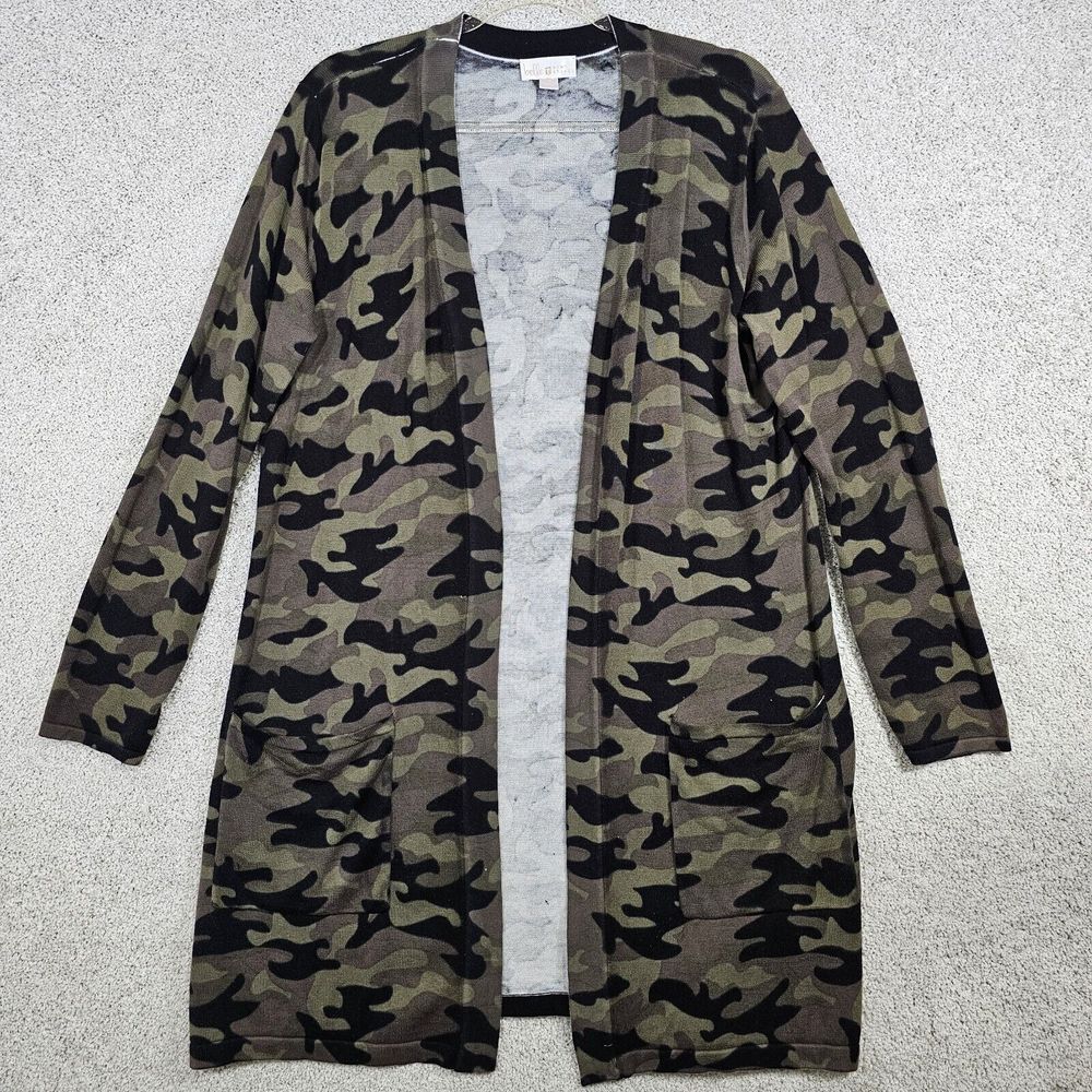 Belle by‎ Kim Gravel Camo Cardigan with Pockets